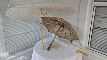 1 Classic Collectible & 2 Paper Parasols W/ Bonus 3 Hand Fans