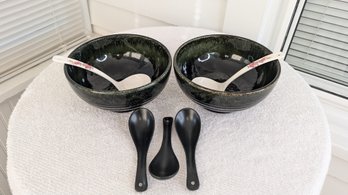 Japanese Kiln-formed Ceramic Bowl Set Of 2 For Cereal, Soup, Dessert, And Rice Bowl Set - Microwave Safe And S