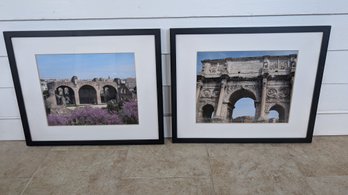 Pair Of Framed Photos: Basilica Of Maxentius And Arch Of Constantine, Rome