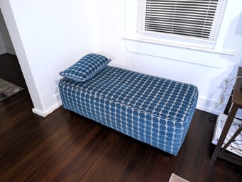 Elegant Cerulean Ottoman With Pillow