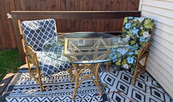 Vintage Rattan Patio Set With Glass Top