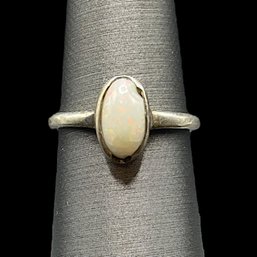 Vintage Sterling Silver Oval White Opal Ring, Size 7