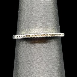 Vintage Sterling Silver Clear Stones Band Ring, Size 6.75