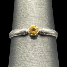 Vintage Sterling Silver Citrine Stone Ring, Size 10