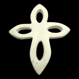 Heavy White Wash Hand Carved Cross