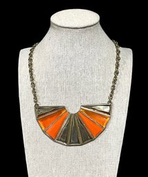 Retro Goddess Statement Bib Necklace With Citrine Colored Accents