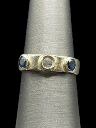 Vintage Band Ring With 2 Blue Stones