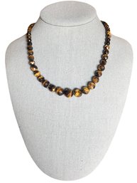 Vintage Graduated Tiger Eye Faceted Beads Necklace