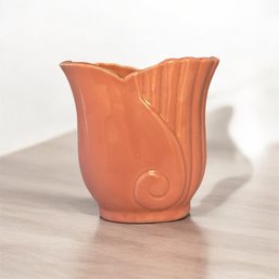 Art Deco Pink Fan Pottery Vase