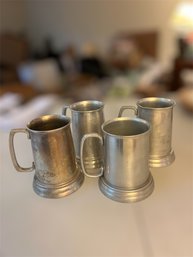 Set Of  Clear Bottom Pewter Beer Steins