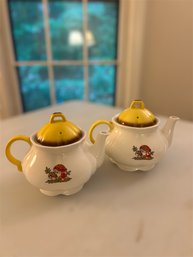 2 Mushroom Ceramic Sears Roebuck Teapots