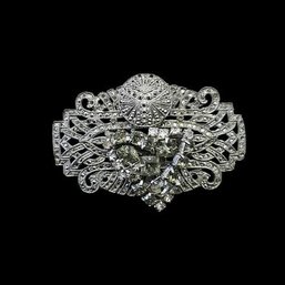 Vintage Art Deco Marcasite Rhinestone Brooch