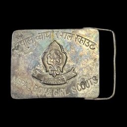 Vintage Mixed Metals Nepal Boy And Girl Scouts Belt Buckle