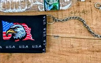 USA Eagle Over Flag Chain Wallet