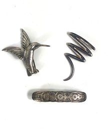 Two Sterling Pins And Hair Clip