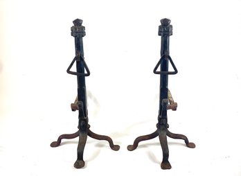 Arts And Crafts Iron Andirons