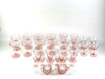 Large Group Of Pink Glass Including  Fostoria
