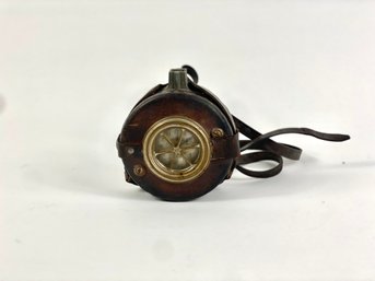 Antique Watchmans Clock In Leather Case