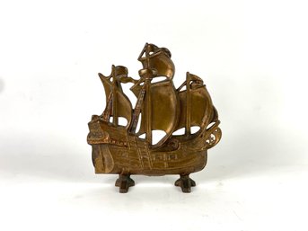 Large Brass Ship Doorstop