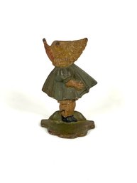 Antique Iron Doorstop Of Little Girl