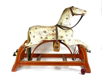 Antique Rocking Horse In Old Paint