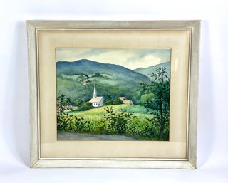 Large Mid Century Watercolor Signed Hazel Kitts Wires Of Peru Vermont.