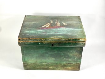 Antique Painted Ship Trunk