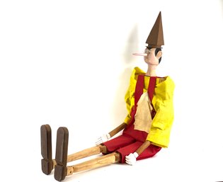 Human Size Vintage Wooden Pinocchio With Moving Joints