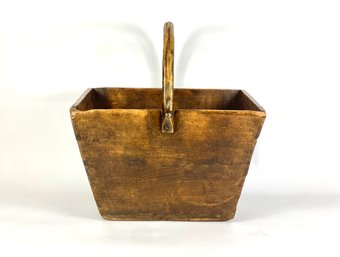 Large Antique Wooden Bucket With Handle