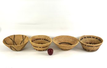 Four Vintage African Baskets All Different In Design