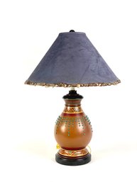 Contemporary Southwest Lamp With Suede Shade