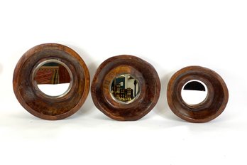 Three Decorative Wooden Mirrors