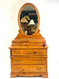 Three Drawer Pine Dresser With Removable Two Drawer Mirror Top