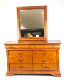 Contemporary Eight Drawer Dresser With Hanging Mirror