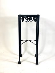 Glass And Metal Stand With Decorative Grape Motif