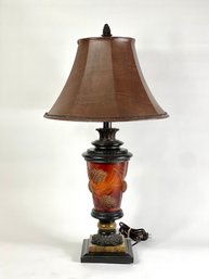High-end Decorative Glass Lamp With Leather Shade