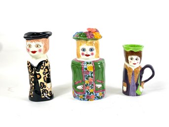 Ceramic Characters Two Cups And Jar By Ganz