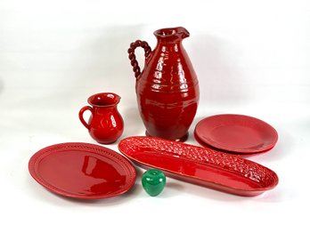 Red Decorative Dish Lot