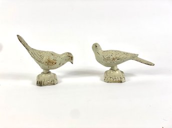 Cast Iron Doves In Old White Paint