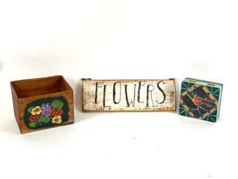Hand Painted Boxes With Flower Sign