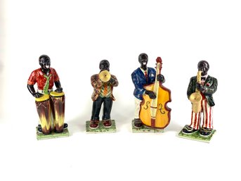 Large Black Ceramic Jazz Band Musician Figurines