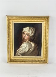 19th C. Oil On Canvas Portrait Of Women With Blonde Hair In Gold Frame