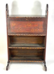 1930 Arts & Crafts Drop Down Desk With Flower Patterns