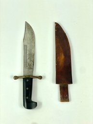 Original WWII Case XX V-44 Fighting Bowie Knife With Original Leather Sheath