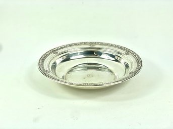 Large Sterling Silver Bowl With Fruit Pattern Rim
