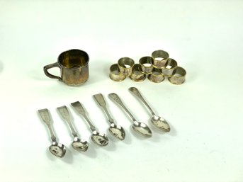 Sterling Silver Lot Spoon And Napkin Holders