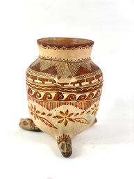 Hand Painted Tripod Urn From Guerrero, Mexico 1920s