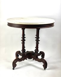 Antique Victorian Marble Table  On Casters