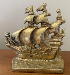 Vintage Brass Ship Bookends