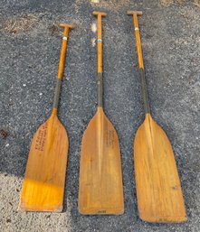 Vintage Lot Of Wooden Canoe Paddles